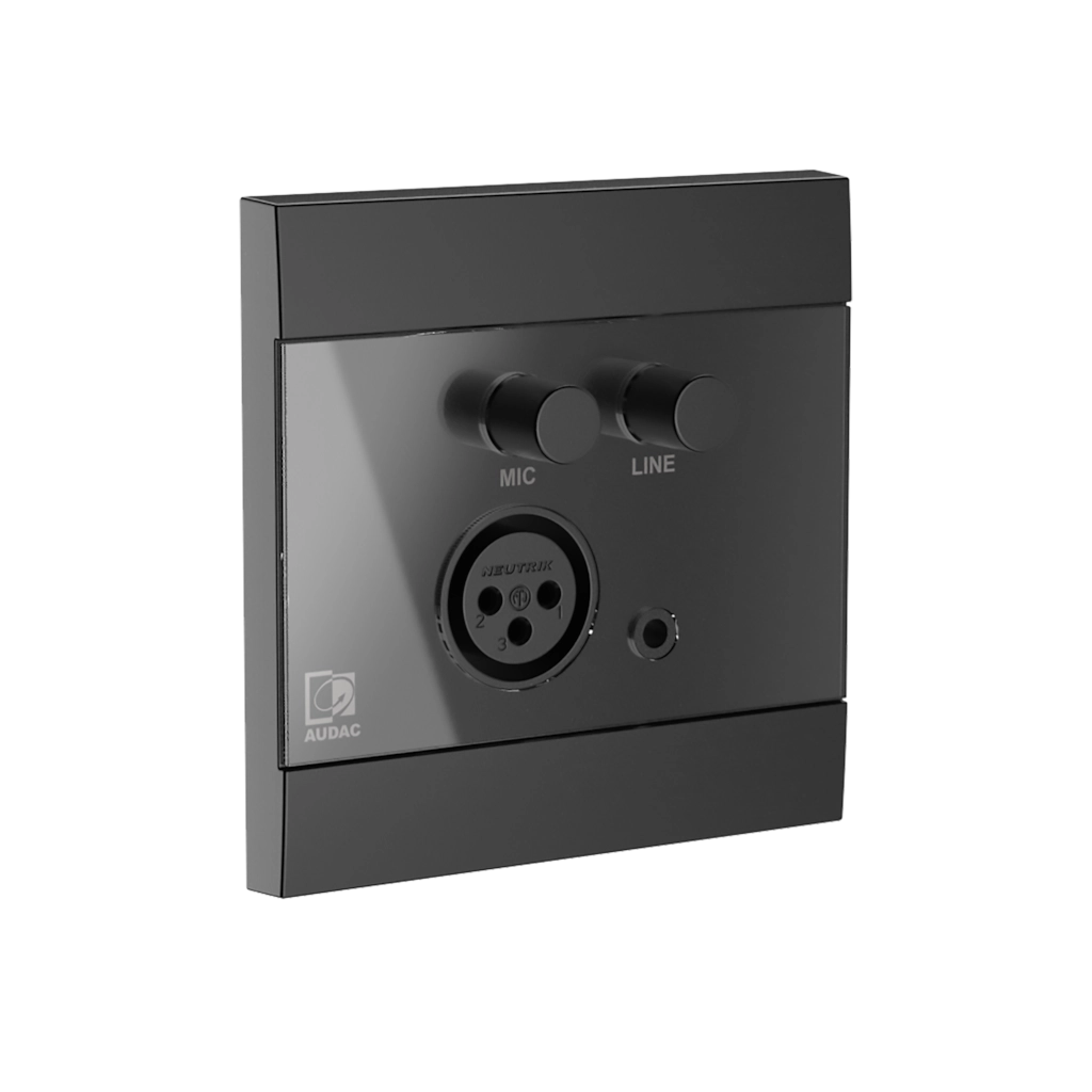 AUDAC - WP205/B - ARES5A wall panel - Microphone & line input - 80 x 80 mm - Black version - EU-style standard