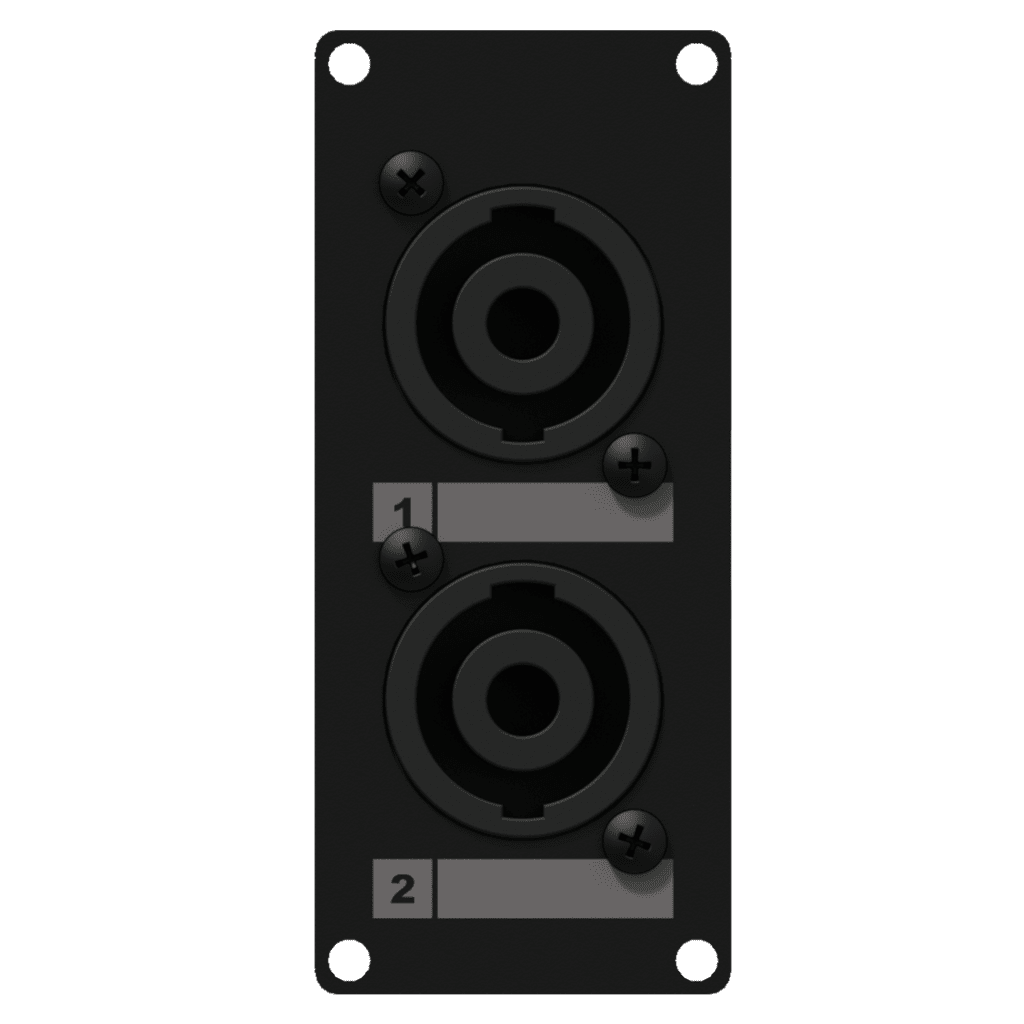 CAYMON - CASY142/B - CASY 1 space with 2x male SpeakON to 4-pin terminal block - Black version