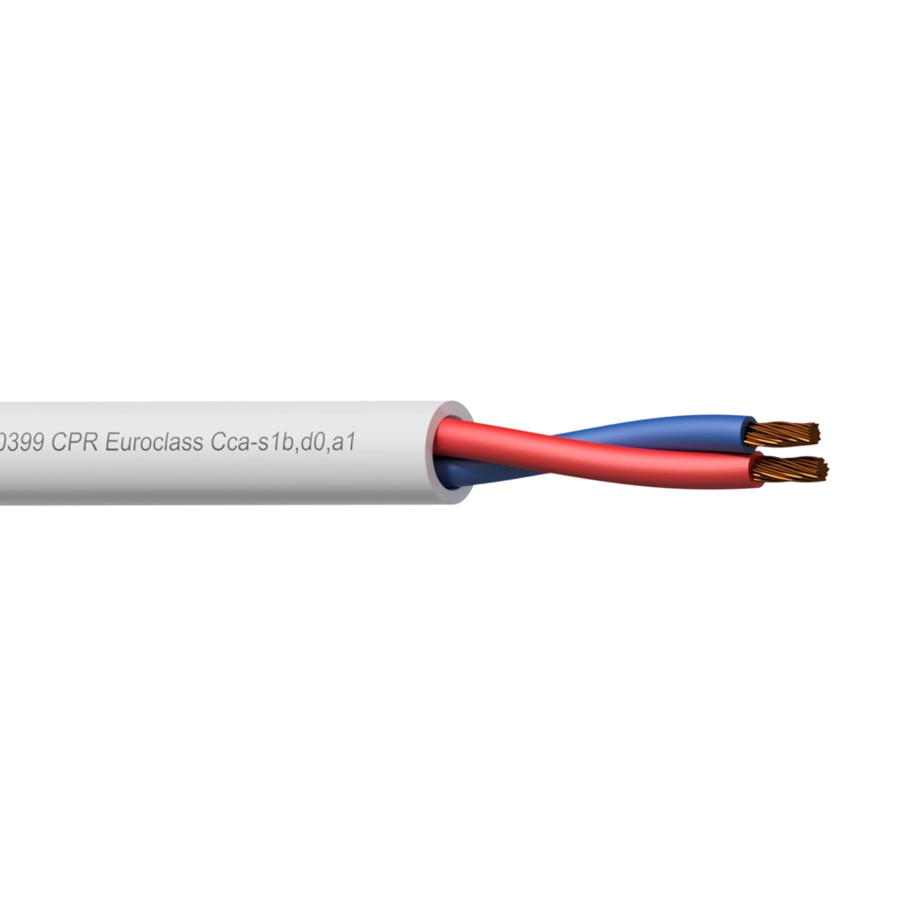 PROCAB-avit - CLS225W-CCA/1 - Loudspeaker cable - 2 x 2.5 mm² - 13 AWG -  EN50399 CPR Euroclass Cca-s1b,d0,a1 - 100 m wooden reel - White version