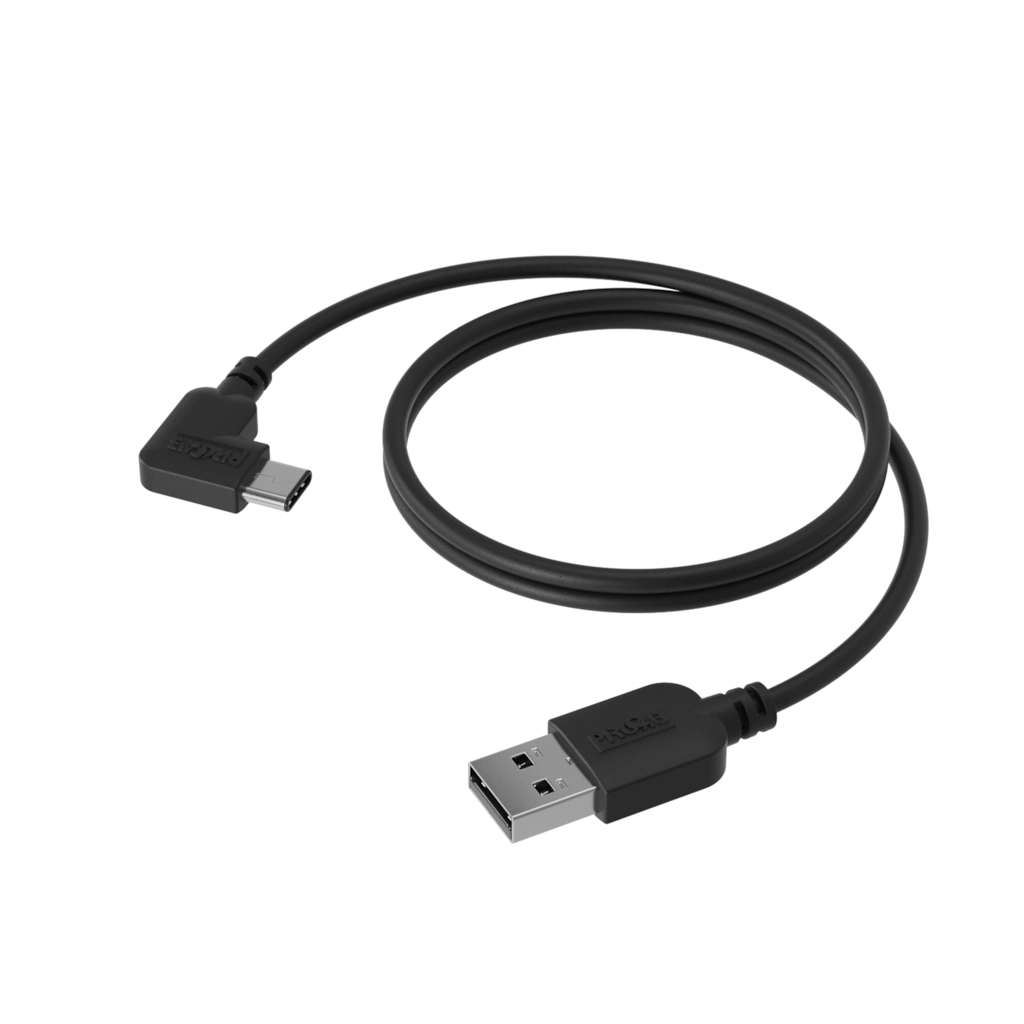 PROCAB-avit - CSD612B/1.5 - USB Type-A - Angled USB Type-C - USB 3.1 GEN 1 - Black version - 1.5 meter