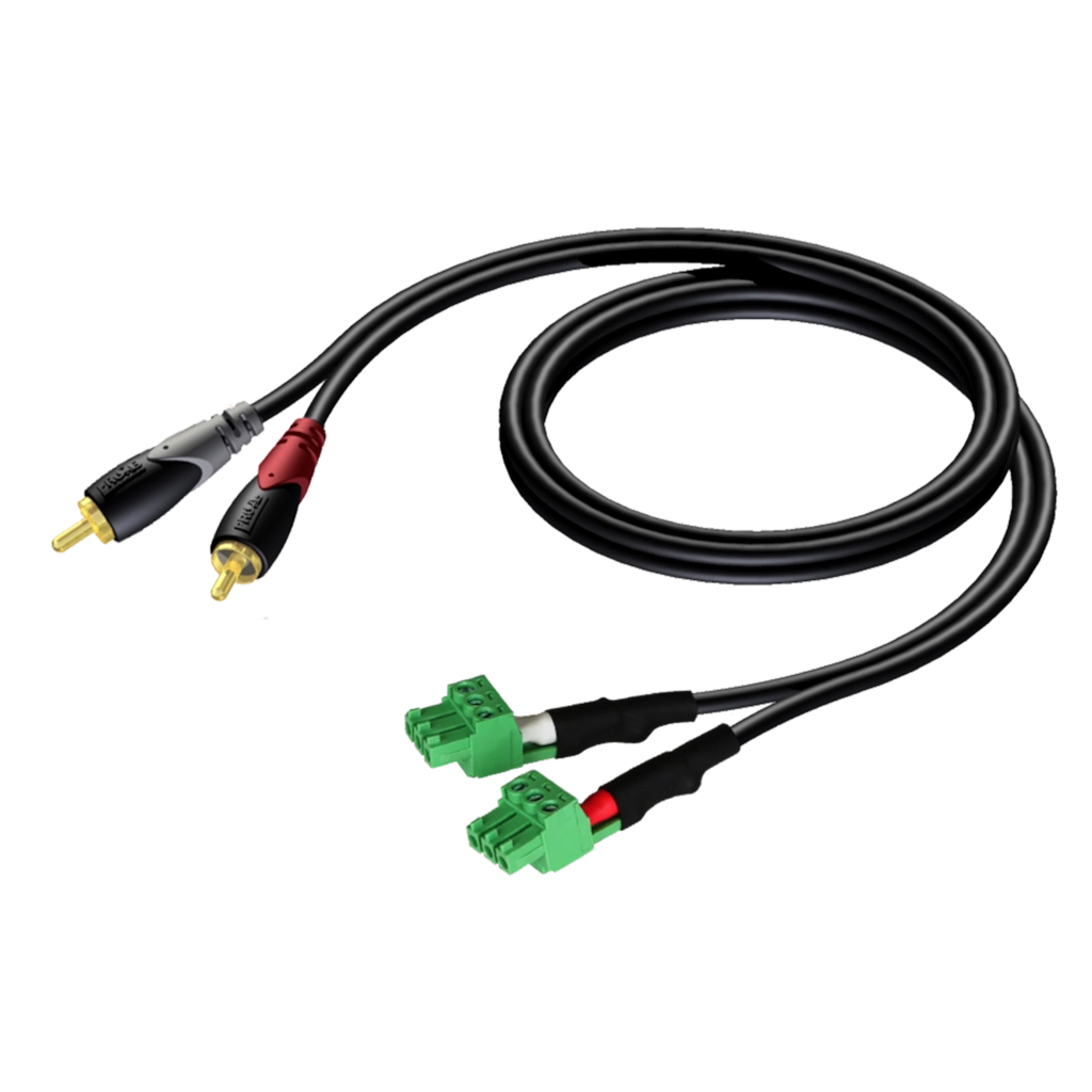 PROCAB-avit - CLA832/0.5 - 2 x RCA/Cinch - 2 x terminal block (3p - 3.81mm) - 0,5 meter