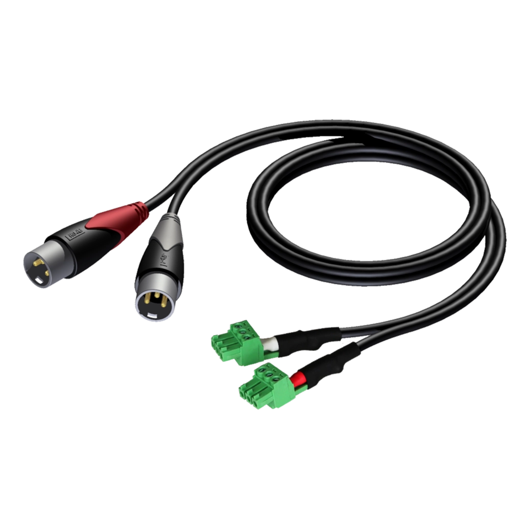 AUDAC - CLA834/3 - 2 x XLR male - 2 x terminal block (3p - 3.81mm) - 3 meter