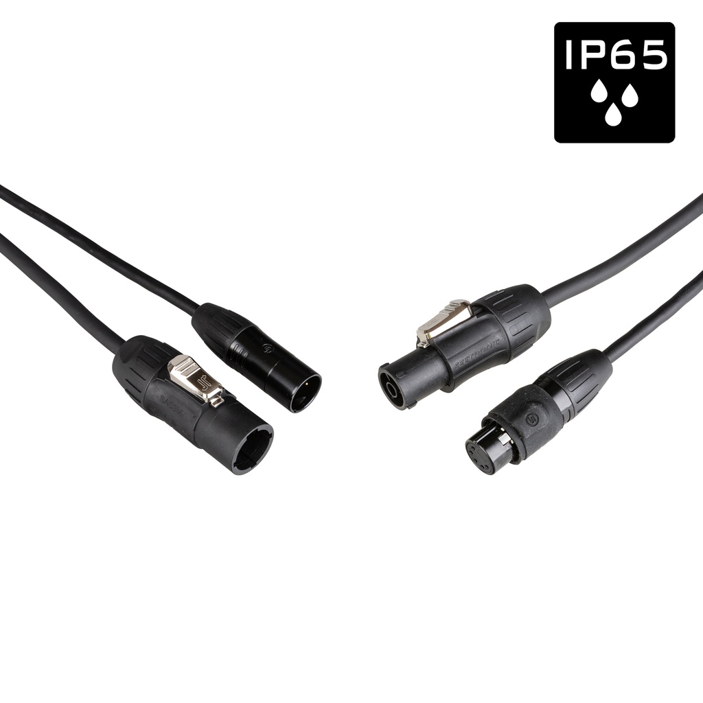 HILEC - PCT1-HYBRID-XLR5-10M - Outdoor DMX + Power Combi Cable with Seetronic IP65 5-Pin XLR and PowerCON TRUE1-compatible connectors - Length 10m