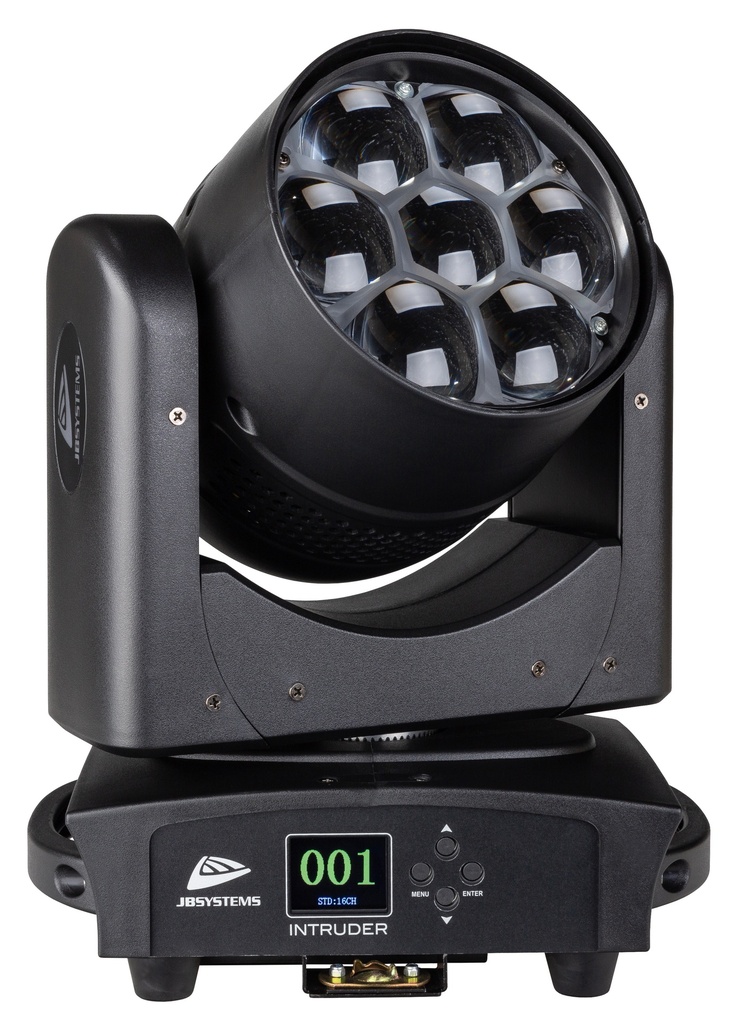 JB SYSTEMS - INTRUDER - Powerful but extremely compact moving wash equipped with 7x40W RGBW LEDs & large 5°-50° zoom range.