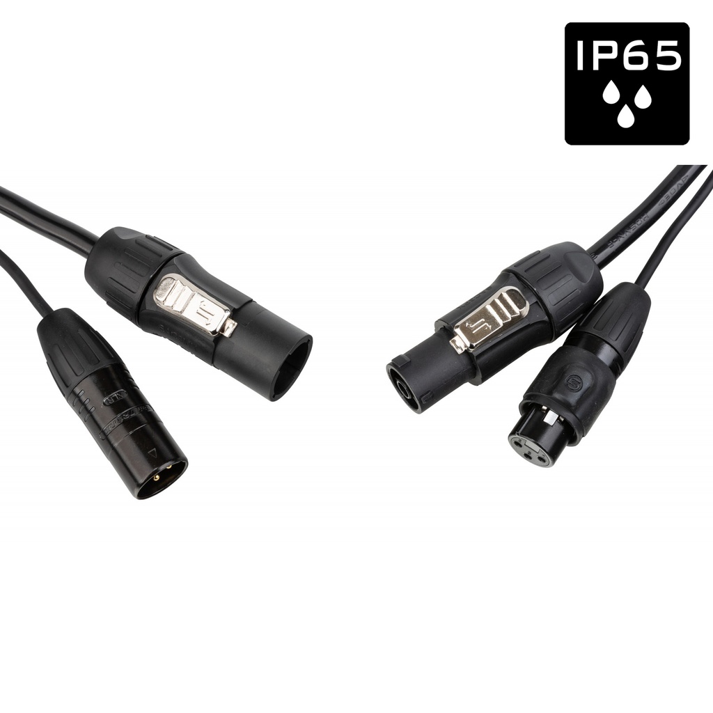 HILEC - PCT1-COMBI-XLR3-10M - IP65 Outdoor combi cable with Seetronic XLR 3pin and True1 compatible connectors - Length 10m