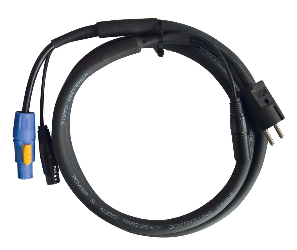HILEC - CPCDMXIN-5 - Hybrid PowerCON - Shuko / 3pin XLR 3G1.5mm² cable - 5m.