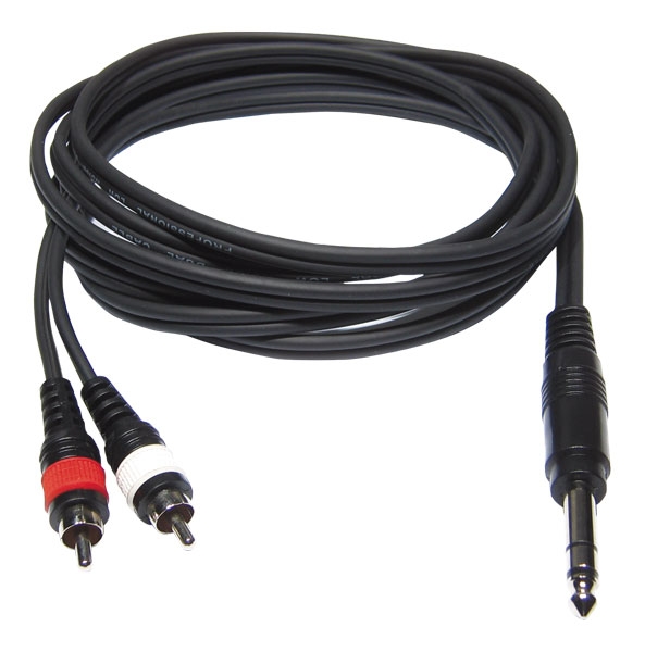 HILEC - CL-35/6 - 2x 4mm 1x Male stereo Jack / 2x Male RCA line cable - 6m
