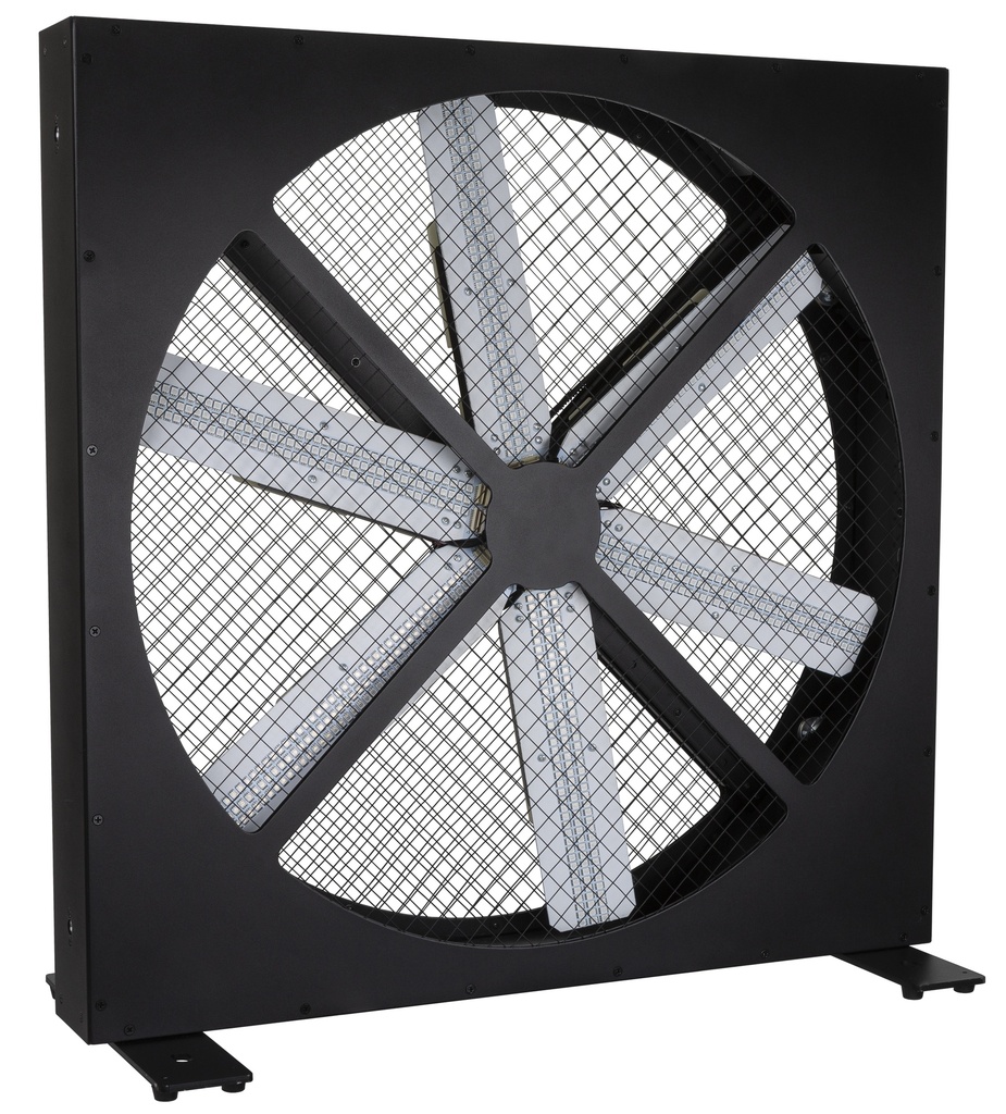 BRITEQ - BT-LEDROTOR - The BT-LEDROTOR is a high power 70x70cm LED-effect-fan for TV-Studios, Rental, …
Each of the 6 fan blades is equipped with 5 sections of RGB-leds that you can control individually.
An additional ring of UV LEDs was added to create extra effects.
