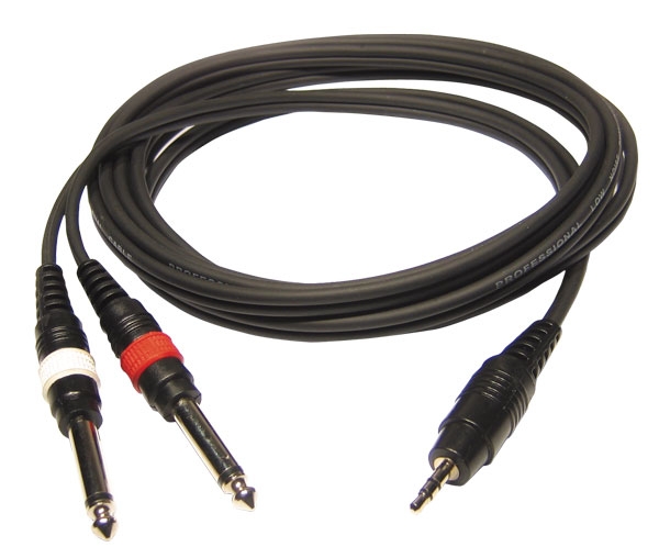 HILEC - CL-31/1,5 - 1x Male stereo 3.5 mini Jack / 2x Male mono 6.35 Jack cable - 1.5m