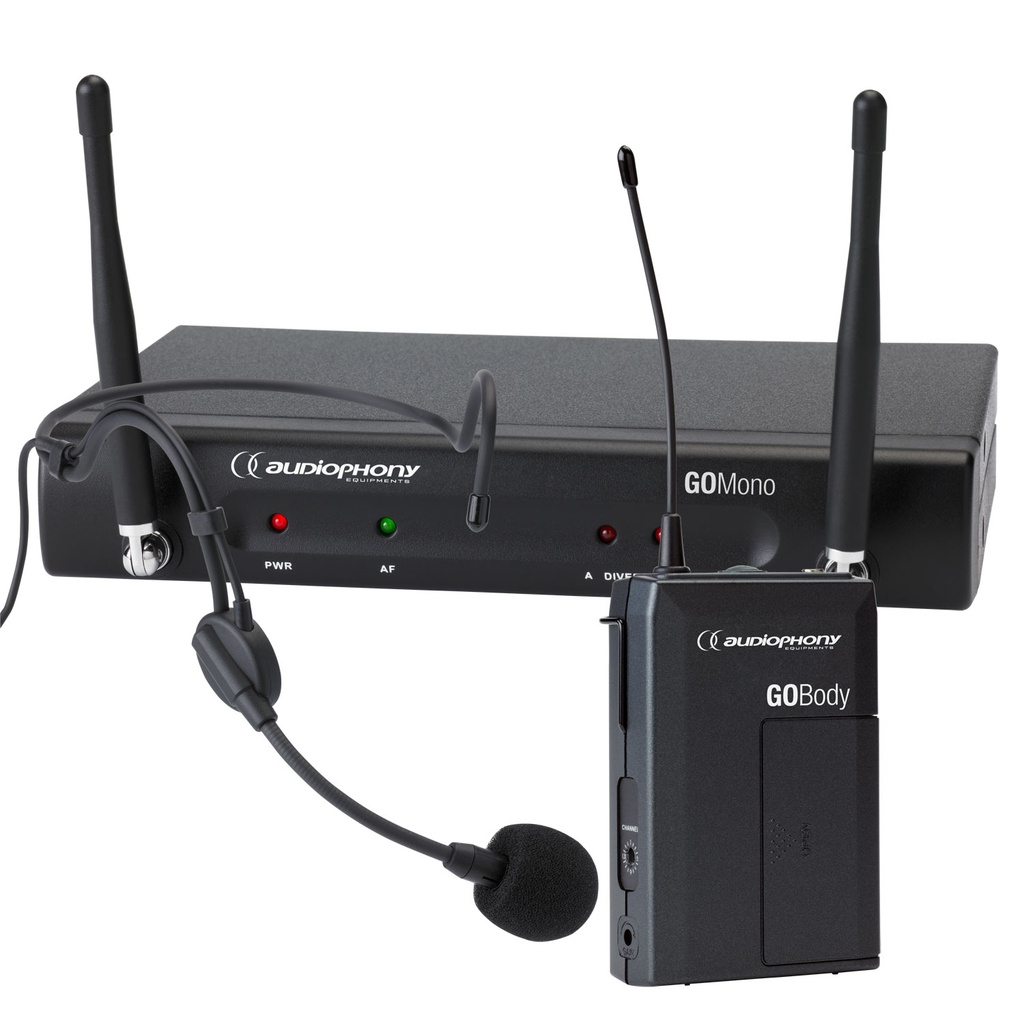 AUDIOPHONY - Pack GO-Head-F8 - 1 GOMono receiver + 1 GOBody bodypack transmitter + 1 headband GOHead microphone - 800MHz