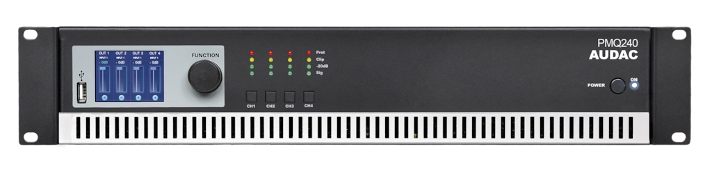 AUDAC - PMQ240 - WaveDynamics™ quad-channel 70/100V power amplifier