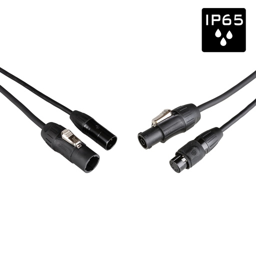 HILEC - PCT1-HYBRID-XLR5-1M5 - Outdoor DMX + Power Combi Cable with Seetronic IP65 5-Pin XLR and PowerCON TRUE1-compatible connectors - Length 1.5m