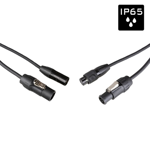 HILEC - PCT1-HYBRID-XLR3-10M - Outdoor DMX + Power Combi Cable with Seetronic IP65 3-Pin XLR and PowerCON TRUE1-compatible connectors - Length 10m