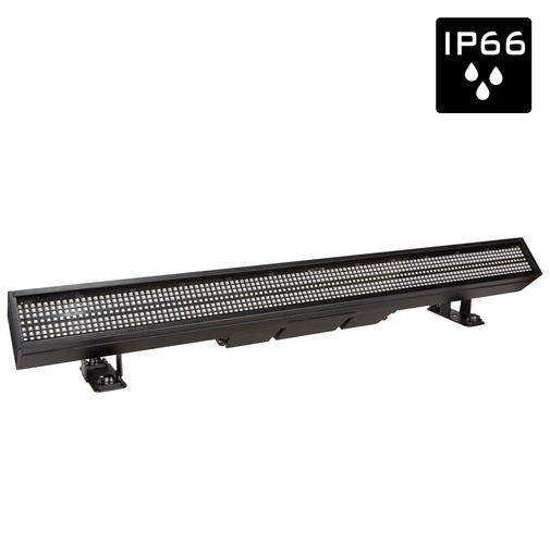 BRITEQ - BTI-LIGHTSTRIKE IP66 - An extremely powerful and versatile OUTDOOR hybrid LED Pixel mapping bar with 112 super bright CW leds (16 zones) and 672 RGB leds (32 zones).
Art-Net / sACN control: excellent for TV-studios, concert stages, …