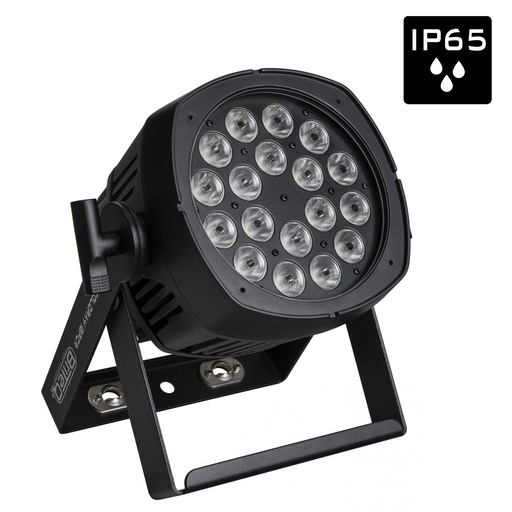 BRITEQ - BT-COLORAY 18FCR (XLR 5pin) - Outdoor projector with 18x8W RGBW leds, 20° beam angle and Neutrik TRUE1 Powercon and 5P XLR connectors and IP-fan cooling