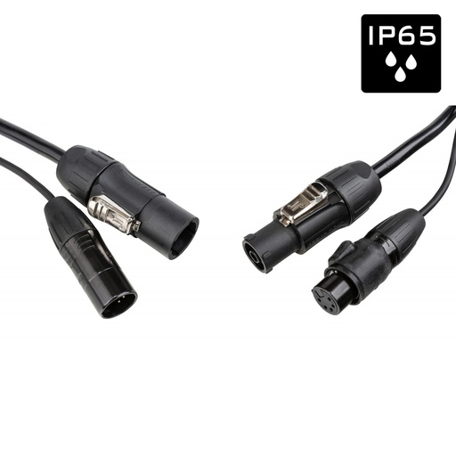 HILEC - PCT1-COMBI-XLR5-5M - IP65 Outdoor combi cable with Seetronic XLR 5pin and True1 compatible connectors - Length 5m